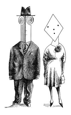 Quirky Geometric Couple Drawing