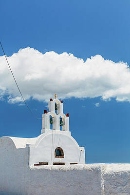 Wall Art featuring the photograph Orthodox Church In Santorini #3 by Deimagine
