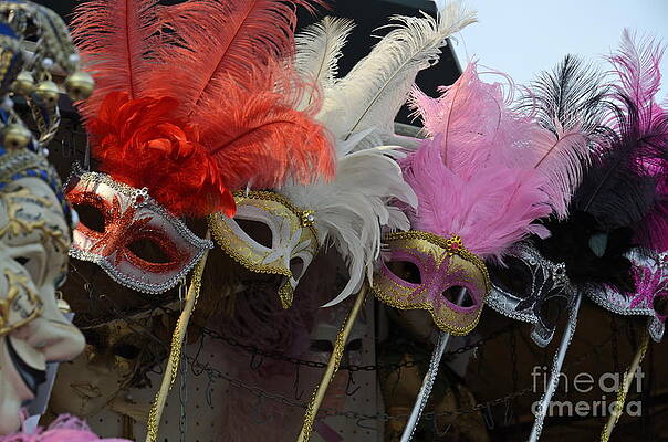 Color Image Wall Art featuring the photograph Traditional Venetian Masks With Feathers  #3 by Sami Sarkis Photography