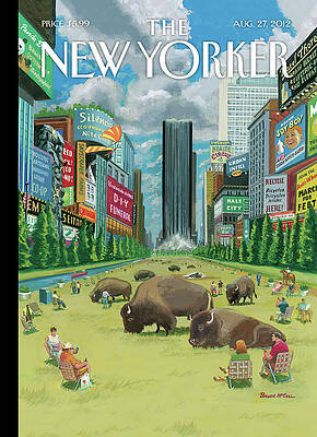 Buffalo Roaming in Urban Park Painting