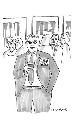 Name Wall Art featuring the drawing New Yorker January 16th, 2017 by Michael Crawford