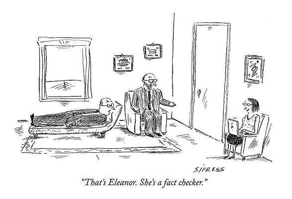 Psychiatrist's Office with Fact Checker Drawing