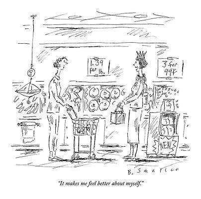 Crown Wall Art featuring the drawing It Makes Me Feel Better About Myself by Barbara Smaller