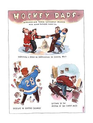 Hockey Drawing - New Yorker January 21st, 2002 by Barry Blitt