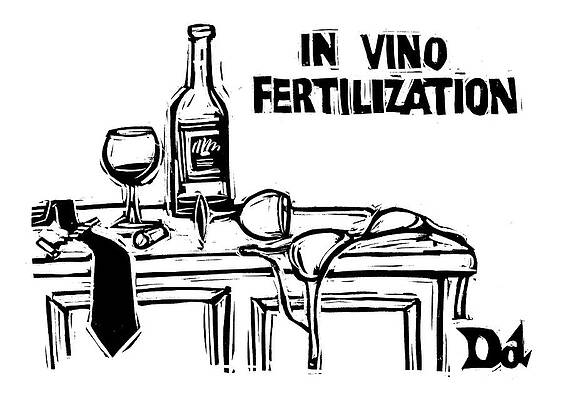 Word Drawing - In Vino Fertilization by Drew Dernavich