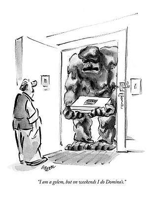 Jewish Wall Art featuring the drawing I Am A Golem by Lee Lorenz