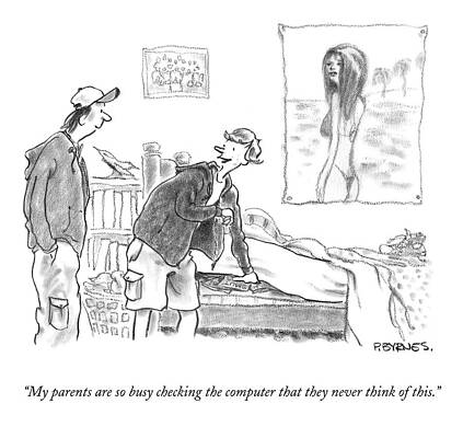 Computer Drawing - My Parents Are So Busy Checking The Computer That by Pat Byrnes