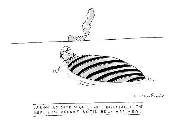 Man Floating with Inflatable Tie Drawing