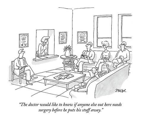 Humorous Doctor's Office Scene Drawing