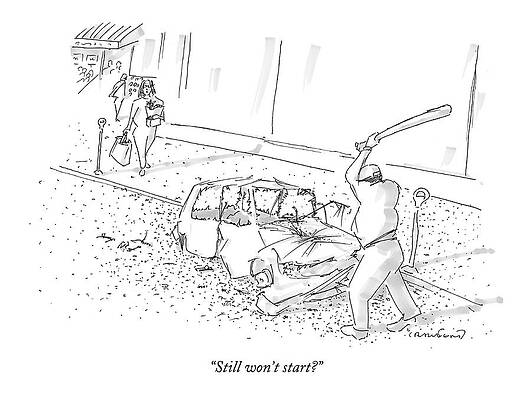 Bat Wall Art featuring the drawing Still Won't Start? by Michael Crawford