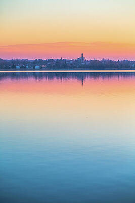 Wall Art featuring the photograph Lake Sunset #4 by Deimagine