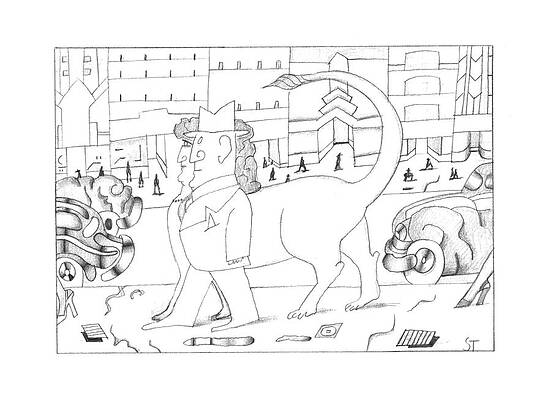 Nude Drawing - New Yorker March 14th, 1994 #4 by Saul Steinberg