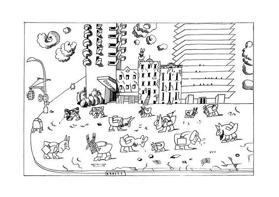 Nose Drawing - New Yorker September 19th, 1977 #4 by Saul Steinberg