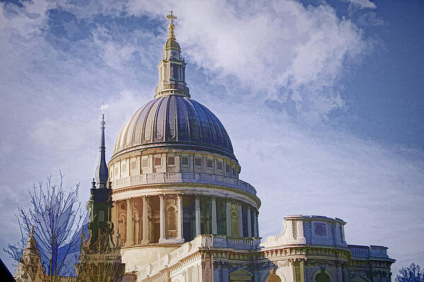 Architecture Wall Art featuring the photograph Painted Effect - St Paul's Cathedral by Sue Leonard