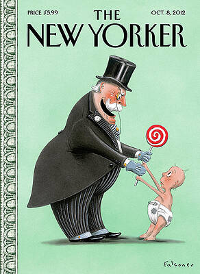 New Yorker Cover with Baby and Man Painting