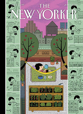 Reading in a Rooftop Garden Wall Art