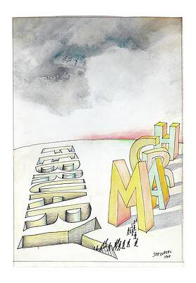 Ground Drawing - February To March by Saul Steinberg