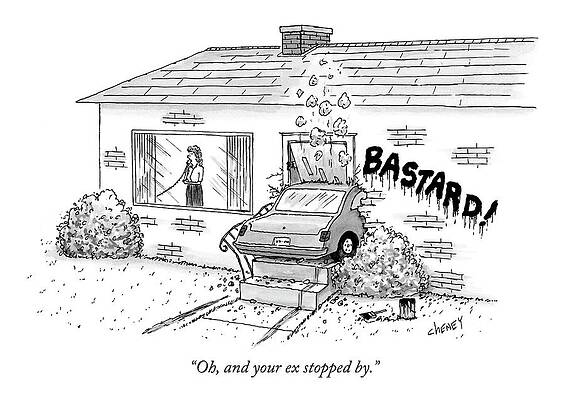 Car Crashes Into House Cartoon Wall Art