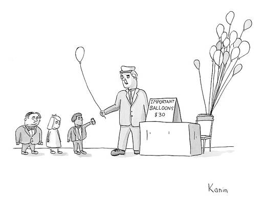 Balloon Wall Art featuring the drawing New Yorker November 27th, 2006 by Zachary Kanin