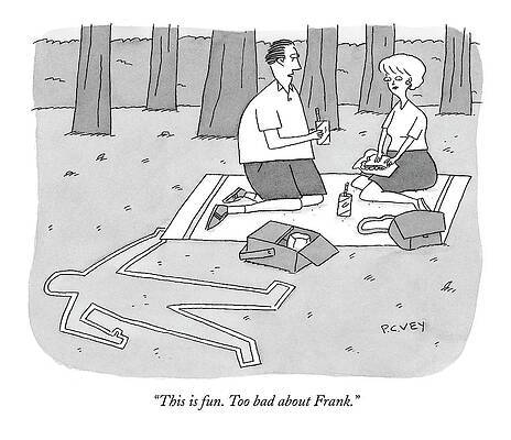 Outline Drawing - This Is Fun. Too Bad About Frank by Peter C. Vey