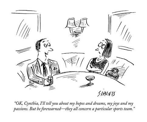 Joy Drawing - Ok, Cynthia, I'll Tell You About My Hopes by David Sipress