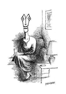 Professional Drawing - New Yorker May 5th, 1962 #5 by Saul Steinberg