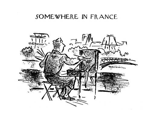 Curtain Drawing - New Yorker October 28th, 1944 #5 by Alan Dunn