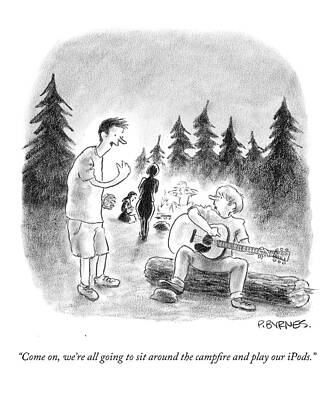 Hiking Drawing - Come On, We're All Going To Sit by Pat Byrnes