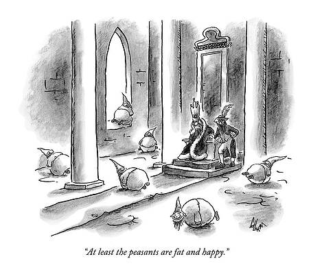 Round Drawing - At Least The Peasants Are Fat And Happy by Frank Cotham