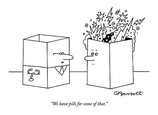 Lightning Drawing - We Have Pills For Some Of That by Charles Barsotti