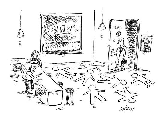 Outline Drawing - New Yorker March 16th, 2009 by David Sipress