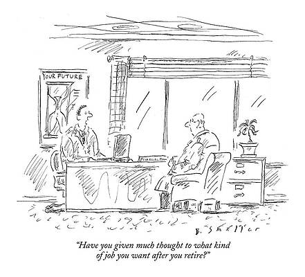 Retirement Job Interview Cartoon Drawing