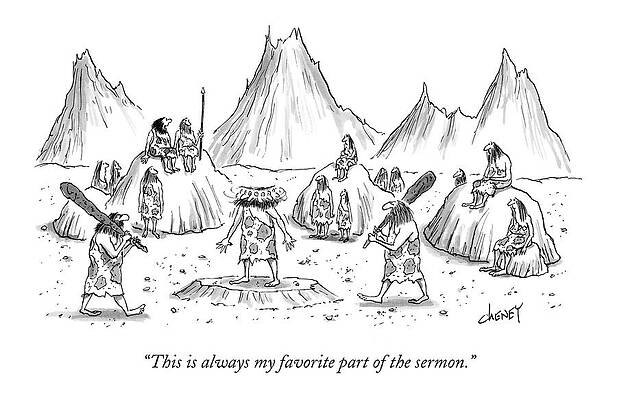 Stone Wall Art featuring the drawing This Is Always My Favorite Part Of The Sermon by Tom Cheney