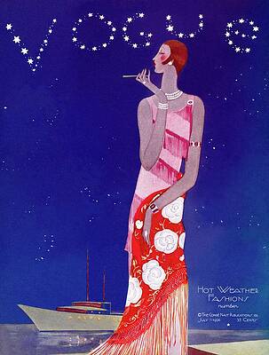 Vintage Fashion Lady Under Starry Sky Photograph