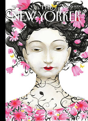 Floral Woman on New Yorker Cover Wall Art