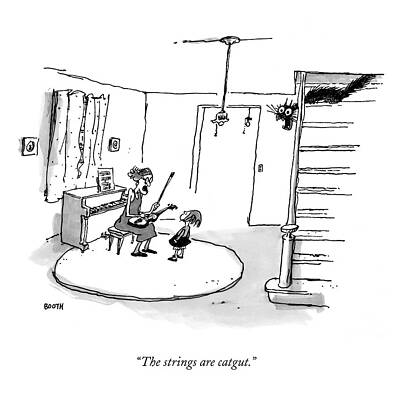 Teacher Drawing - The Strings Are Catgut by George Booth