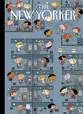 Busy Office Cartoon Chaos Wall Art