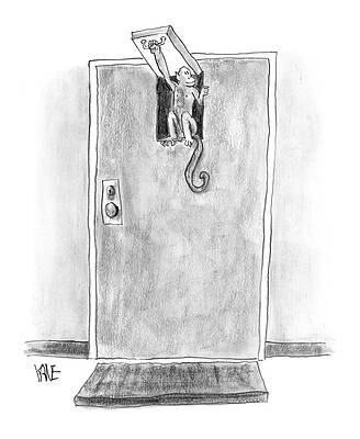 Monkey Drawing - New Yorker October 25th, 2004 by John Kane