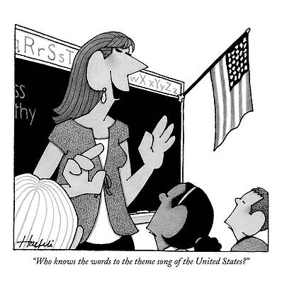 Teacher Drawing - Who Knows The Words To The Theme Song by William Haefeli