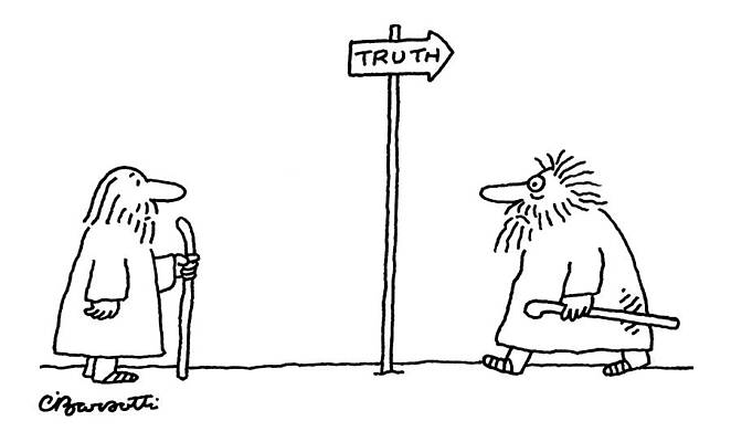 Two Figures Approaching Truth Sign Wall Art