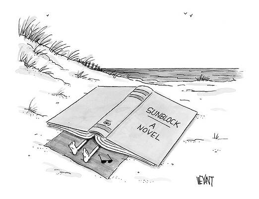 Giant Sunblock Book on the Beach Drawing
