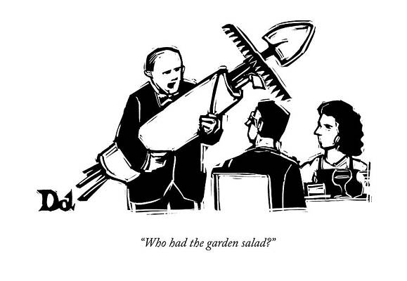 Farm Wall Art featuring the drawing Who Had The Garden Salad? by Drew Dernavich