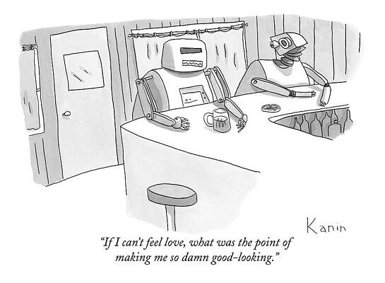 Robots Discuss Beauty at a Bar Drawing