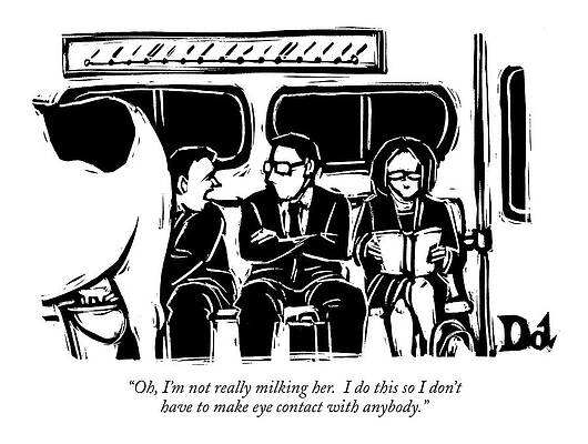 Cow Wall Art featuring the drawing Oh, I'm Not Really Milking Her. I Do This by Drew Dernavich