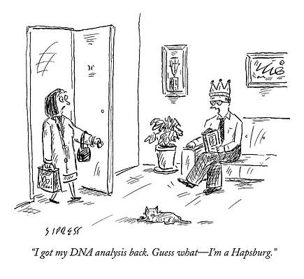 Crown Wall Art featuring the drawing I Got My Dna Analysis Back. Guess What - I'm by David Sipress