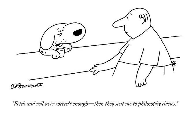 Dog Discusses Philosophy with Owner Wall Art