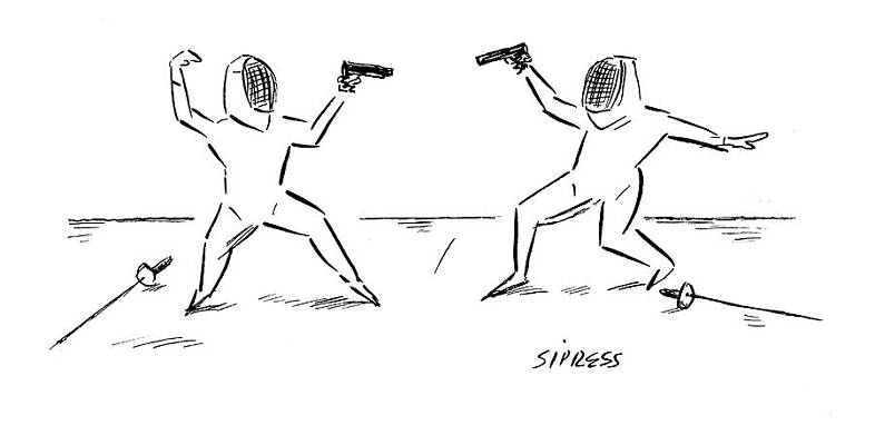 Gun Drawing - New Yorker November 27th, 2006 by David Sipress