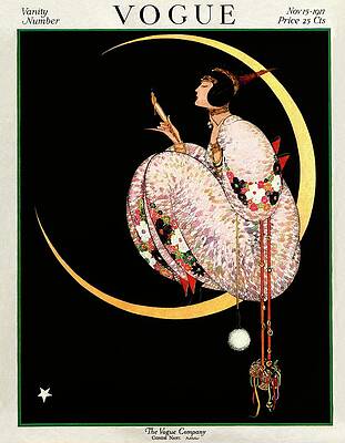 Elegant Woman Sitting on Crescent Moon Photograph