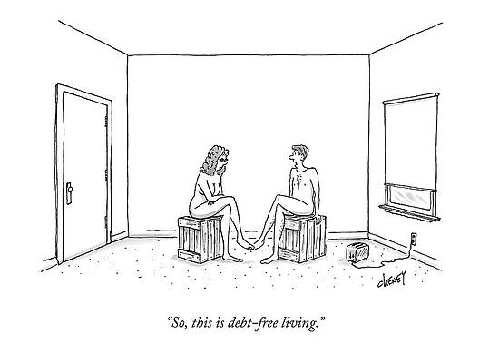 Debt-Free Living Cartoon Drawing
