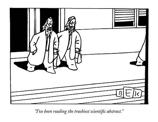 Scientists Discussing a Trashy Abstract Drawing